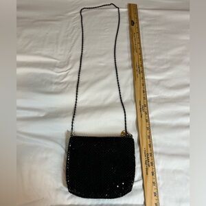 Elegant Black Metal Sequined Beaded Evening Bag Vintage